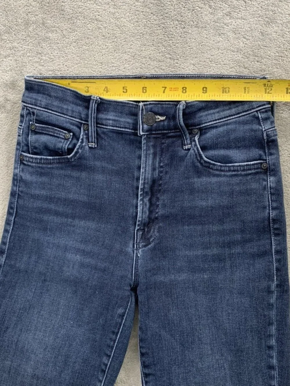 MOTHER Insider Crop Step Fray Jeans Womens 25 Night Tripper Raw Hem Blue Denim